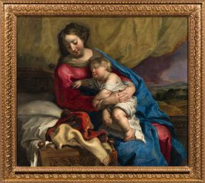 Jacob Van Oost II (?1639 - Bruges 1713) Madonna con bambino 